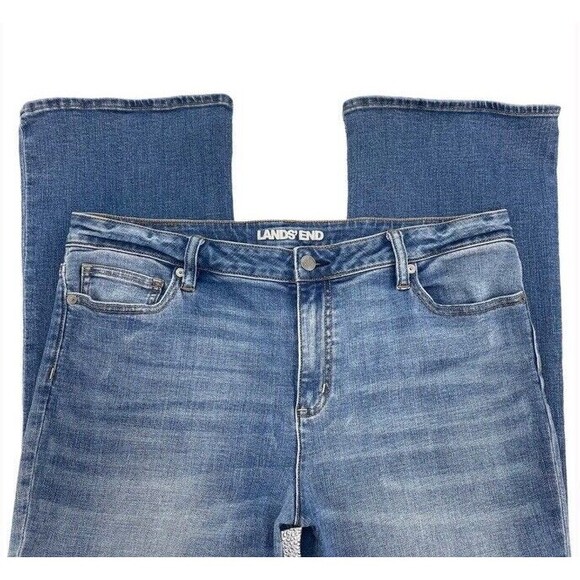 Lands’ End Mid Rise Bootcut Distressed Jeans Stretch Soft Rodeo Plus Size 16 EUC - Picture 1 of 11